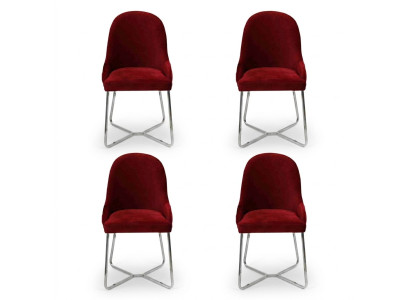 Chaises modernes Mobilier de salle à manger de luxe Rouge 4x Chaises Meubles Chaise de salle à manger