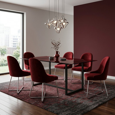 Chaises modernes Mobilier de salle à manger de luxe Rouge 6 chaises Mobilier Chaise de salle à manger