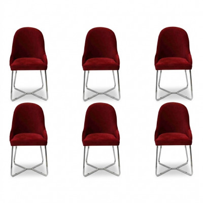 Chaises modernes Mobilier de salle à manger de luxe Rouge 6 chaises Mobilier Chaise de salle à manger