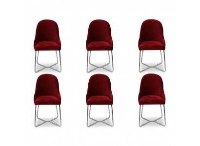 Chaises modernes Mobilier de salle à manger de luxe Rouge 6 chaises Mobilier Chaise de salle à manger