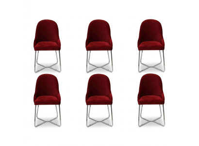 Chaises modernes Mobilier de salle à manger de luxe Rouge 6 chaises Mobilier Chaise de salle à manger