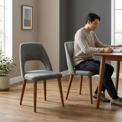 Chaises de salle à manger gris-brun exclusives Chaises en bois luxueuses Ameublement rembourré