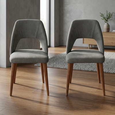 Chaises de salle à manger gris-brun exclusives Chaises en bois luxueuses Ameublement rembourré