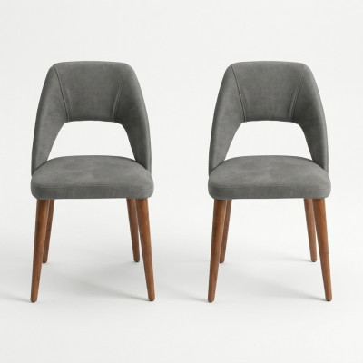 Chaises de salle à manger gris-brun exclusives Chaises en bois luxueuses Ameublement rembourré