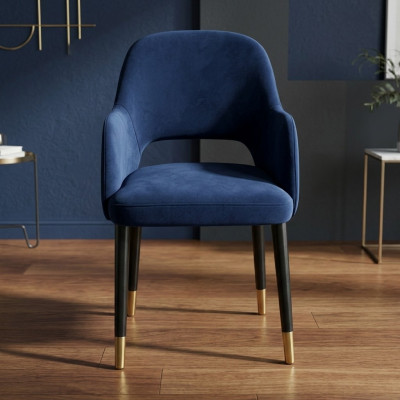 Bleu tapissier Chaise de salle à manger Mobilier de cuisine moderne Cadre en bois design