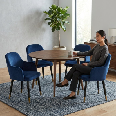 4 chaises de luxe chaises de cuisine bleues de designer de meubles de salle à manger en bois de luxe