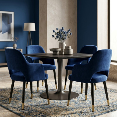 4 chaises de luxe chaises de cuisine bleues de designer de meubles de salle à manger en bois de luxe