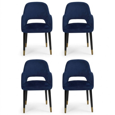 4 chaises de luxe chaises de cuisine bleues de designer de meubles de salle à manger en bois de luxe