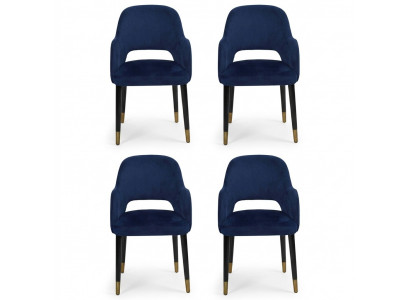 4 chaises de luxe chaises de cuisine bleues de designer de meubles de salle à manger en bois de luxe