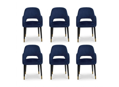 Meubles de cuisine bleus de luxe 6 chaises designer modernes pour salle à manger en bois