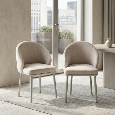 Salle à manger moderne Blanche 2x Chaises Cuisine Designer Siège Rembourrage Meubles