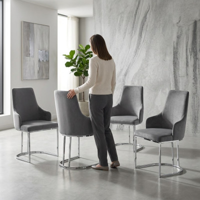 Ensemble de chaises grises Lot de chaises de salle à manger Mobilier de luxe pour s'asseoir Mobilier de cuisine 4 pièces