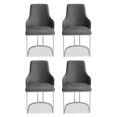 Ensemble de chaises grises Lot de chaises de salle à manger Mobilier de luxe pour s'asseoir Mobilier de cuisine 4 pièces