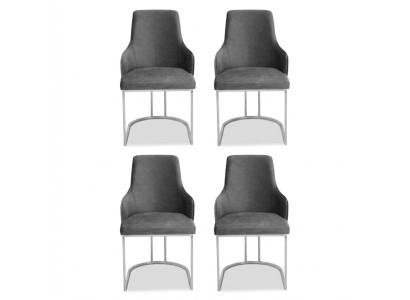 Ensemble de chaises grises Lot de chaises de salle à manger Mobilier de luxe pour s'asseoir Mobilier de cuisine 4 pièces