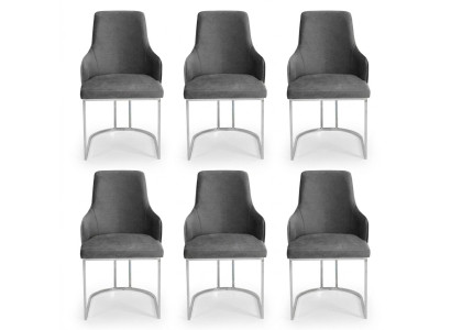 Chaises de salle à manger en métal gris moderne 6x Chaises de luxe Design de meubles de salle à manger