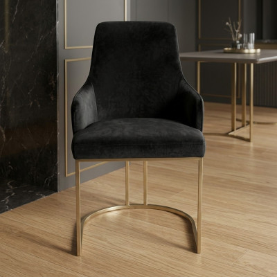 Chaise moderne noire en textile Salle à manger Métal siège unique Mobilier de designer