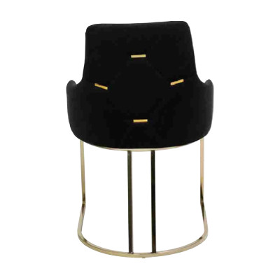 Designer Noir 4x Chaises en métal Luxueux acier inoxydable Meubles Rembourrage