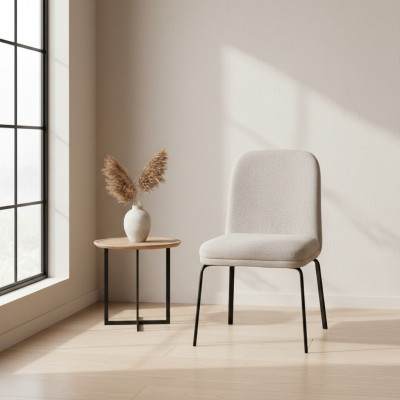 Moderne chaise blanche en métal, meuble de salle à manger design élégant, siège individuel branché.