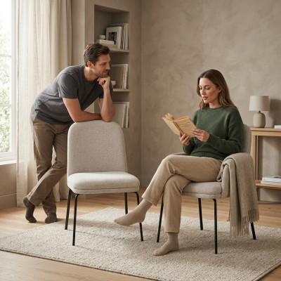 Ensemble de chaises blanches modernes. Chaises de salle à manger luxueuses. Mobilier de designer 2 pièces.
