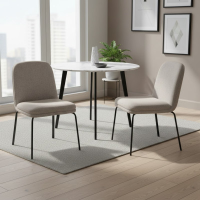 Ensemble de chaises blanches modernes. Chaises de salle à manger luxueuses. Mobilier de designer 2 pièces.
