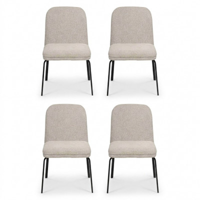 Groupe de chaises Suite 4x Ensemble de chaises Tissu Rembourrage Siège en acier inoxydable Salle à manger neuf