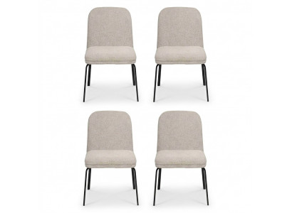 Groupe de chaises Suite 4x Ensemble de chaises Tissu Rembourrage Siège en acier inoxydable Salle à manger neuf