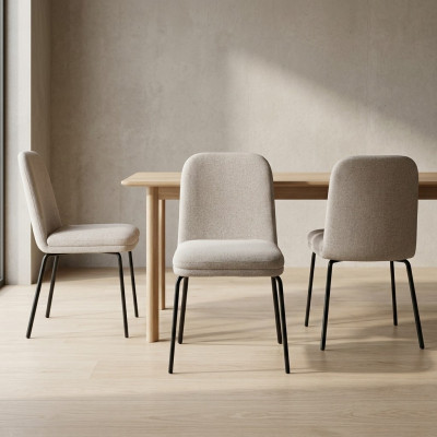 Groupe de chaises Suite 6x Ensemble de chaises Siège rembourré en textile Acier inoxydable Salle à manger neuf