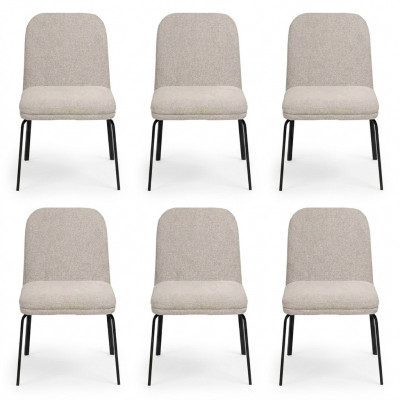 Groupe de chaises Suite 6x Ensemble de chaises Siège rembourré en textile Acier inoxydable Salle à manger neuf