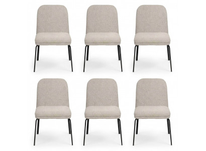 Groupe de chaises Suite 6x Ensemble de chaises Siège rembourré en textile Acier inoxydable Salle à manger neuf