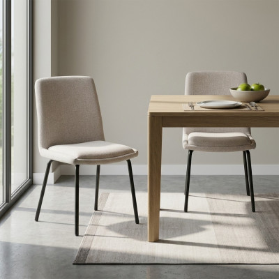Chaises rembourrées blanches Designer 2x Chaises de salle à manger Chaises de cuisine modernes
