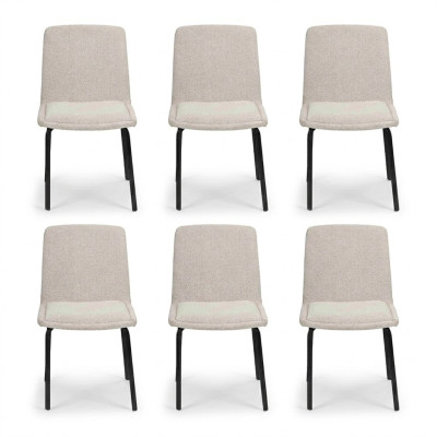 Suite Metal Lehn Upholstery White Chairs Dining room Textile Set 6x Armchair Chair = Ensemble de chaises blanches en métal avec revêtement en tissu pour salle à manger, 6 chaises avec accoudoirs