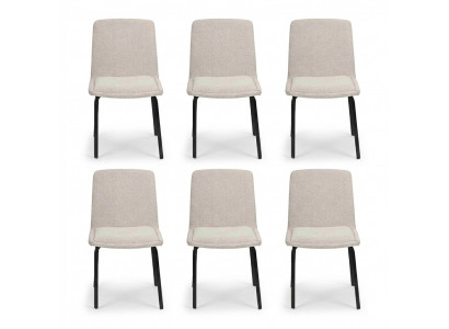 Suite Metal Lehn Upholstery White Chairs Dining room Textile Set 6x Armchair Chair = Ensemble de chaises blanches en métal avec revêtement en tissu pour salle à manger, 6 chaises avec accoudoirs