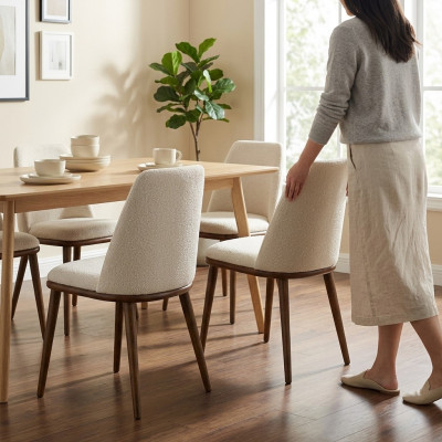 Chaise blanche de jeu de 4 chaises de cuisine de designer de luxe avec cadre en bois