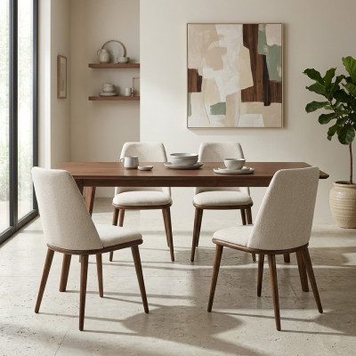 Chaise blanche de jeu de 4 chaises de cuisine de designer de luxe avec cadre en bois