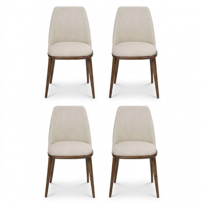 Chaise blanche de jeu de 4 chaises de cuisine de designer de luxe avec cadre en bois