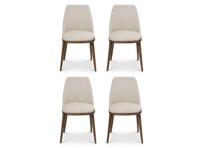 Chaise blanche de jeu de 4 chaises de cuisine de designer de luxe avec cadre en bois