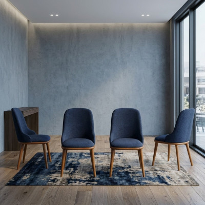 Chaises de salle à manger bleues élégantes Style Designer Cadre en bois moderne Chaise de cuisine