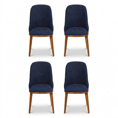 Chaises de salle à manger bleues élégantes Style Designer Cadre en bois moderne Chaise de cuisine