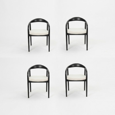 Chaises de salle à manger élégantes en acier inoxydable 4x Noir Chaise moderne en métal design_DUDESIGNEUR