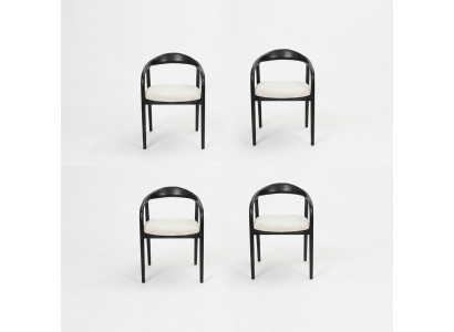 Chaises de salle à manger élégantes en acier inoxydable 4x Noir Chaise moderne en métal design_DUDESIGNEUR