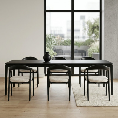Chaises élégantes en acier inoxydable 6x Salle à manger Noires Chaise Moderne Designer Métal