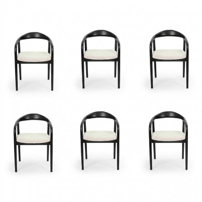 Chaises élégantes en acier inoxydable 6x Salle à manger Noires Chaise Moderne Designer Métal