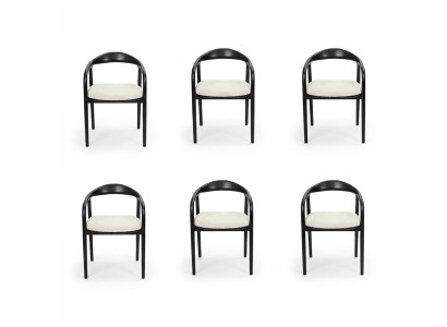 Chaises élégantes en acier inoxydable 6x Salle à manger Noires Chaise Moderne Designer Métal