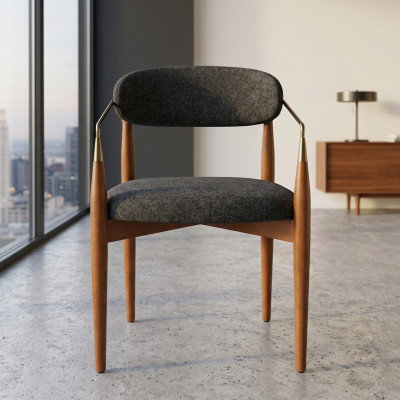 Chaise de salle à manger Grise Chaise avec accoudoirs Rembourrage Mobilier de luxe