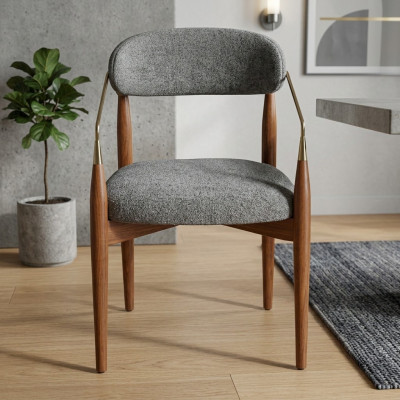 Salle à manger chaise Gris 2x Chaises avec Accoudoirs Rembourrage Ameublement Mobilier de Luxe