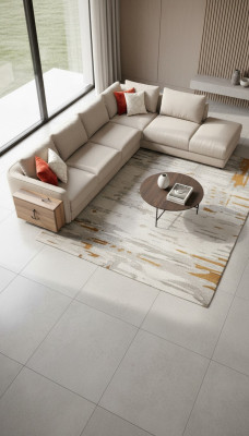 Canapé d'angle en forme de L beige Design de salon Canapés Mobilier Canapé rembourré 317 x 312