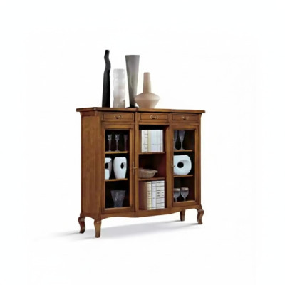Vitrine Salon Meubles Buffet Bois Vitrines Brun Armoire Bois massif