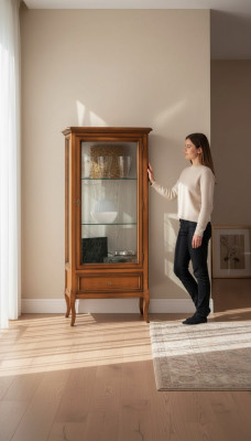 Vitrine Armoire en bois Vitrines classiques Design en bois Salon neuf