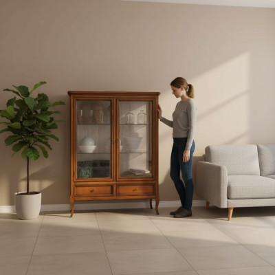 Vitrine en bois Vitrines en verre Armoire Meuble en bois massif Buffet Salon