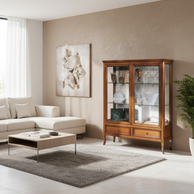 Vitrine en bois Vitrines en verre Armoire Meuble en bois massif Buffet Salon